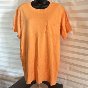 Only Necessities Orange Pocket T-Shirt Women’s Size Large Casual Tee